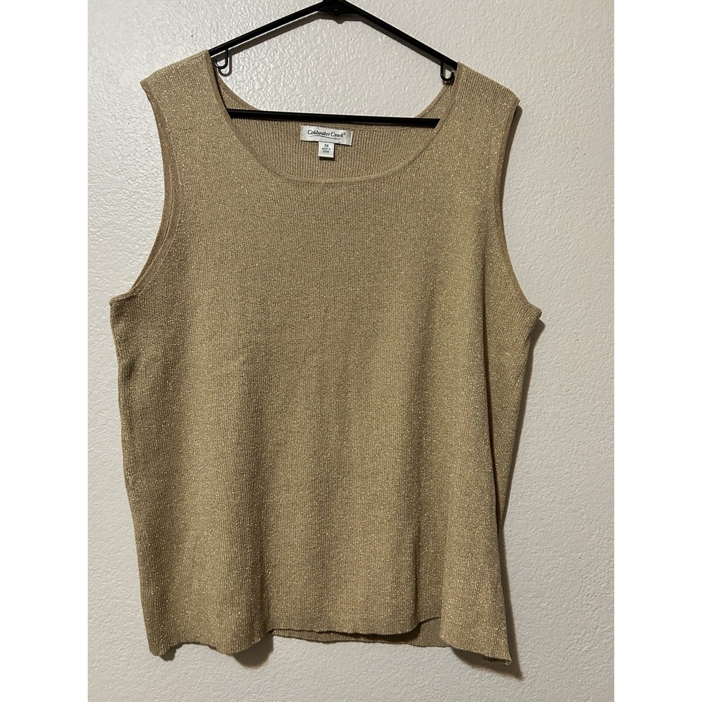 VTG Coldwater Creek Light Gold Shimmer Sleeveless Shirt Sz 3X Quiet Luxury Party